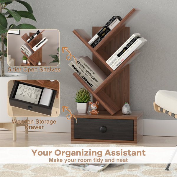 Ebern Designs Cordasia Geometric Storage Bookcase Wayfair